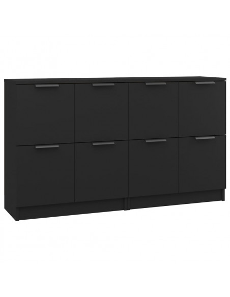 Credenze 2 pz Nere 60x30x70 cm in Legno Multistrato