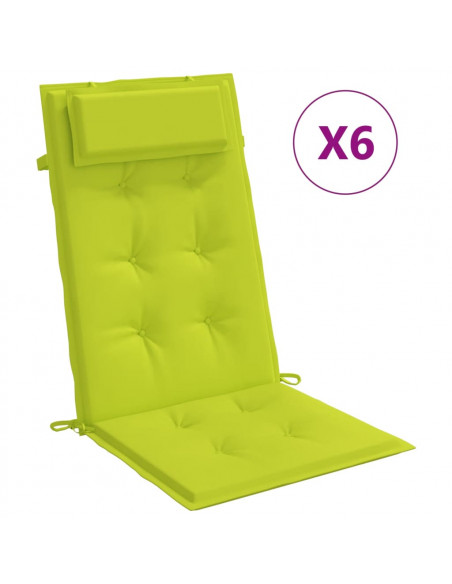 Cuscini Sedia Schienale Alto 6 pz Verde Chiaro Tessuto Oxford