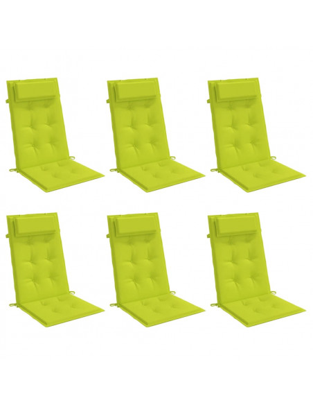 Cuscini Sedia Schienale Alto 6 pz Verde Chiaro Tessuto Oxford