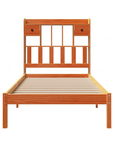 Letto Libreria senza Materasso Marrone Cera 100x200 cm in Pino