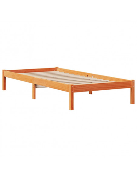 Letto Libreria senza Materasso Marrone Cera 100x200 cm in Pino
