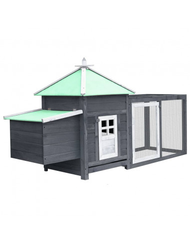 Pollaio con Casetta Nidificazione Grigio 190x72x102 cm in Abete