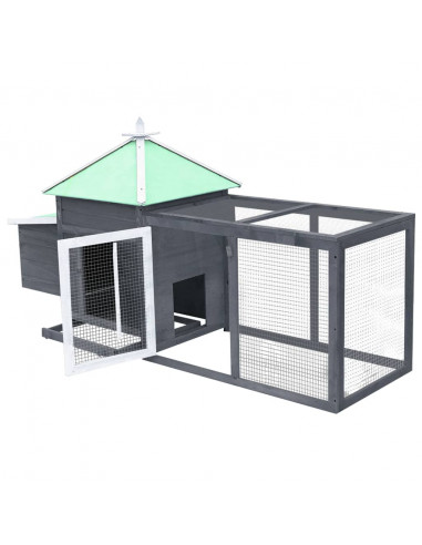 Pollaio con Casetta Nidificazione Grigio 190x72x102 cm in Abete