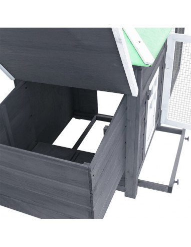 Pollaio con Casetta Nidificazione Grigio 190x72x102 cm in Abete