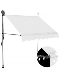 Tenda da Sole Retrattile Manuale con LED 200 cm Crema 2