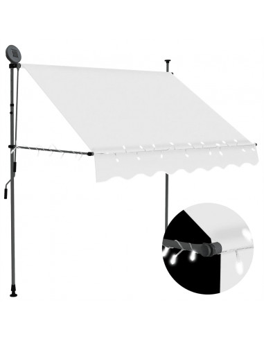 Tenda da Sole Retrattile Manuale con LED 200 cm Crema