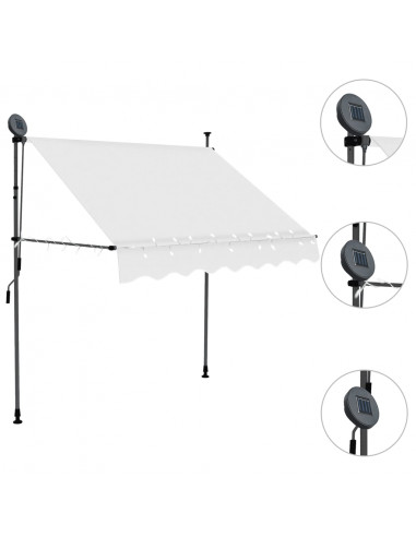 Tenda da Sole Retrattile Manuale con LED 200 cm Crema