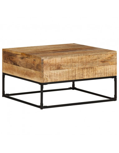 Tavolino da Salotto 68x68x41 cm in Legno di Mango Grezzo