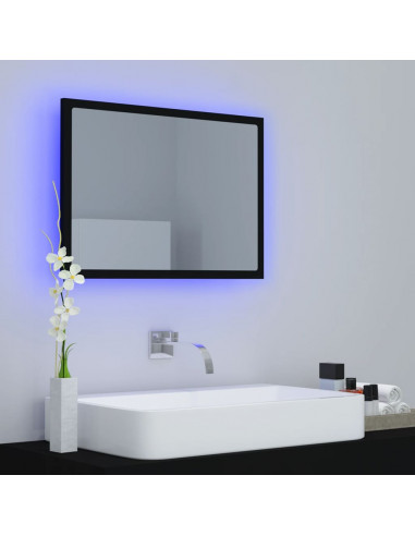Specchio da Bagno a LED Nero 60x8,5x37 cm in Acrilico