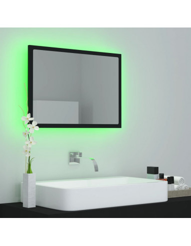 Specchio da Bagno a LED Nero 60x8,5x37 cm in Acrilico