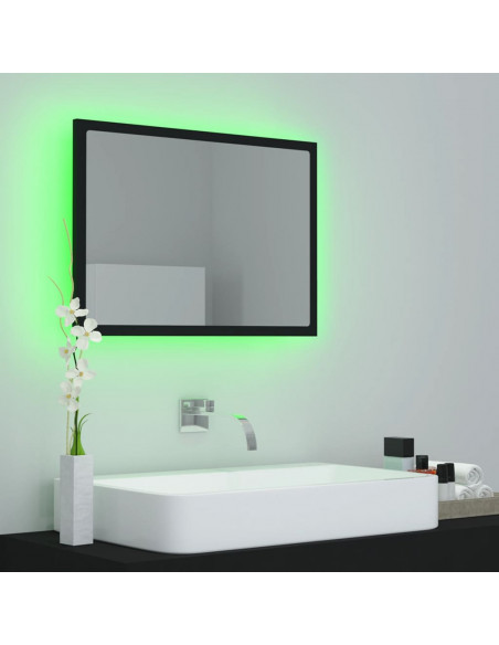 Specchio da Bagno a LED Nero 60x8,5x37 cm in Acrilico