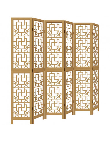 Divisorio Ambienti 6 Pannelli Marrone Legno Massello Paulownia