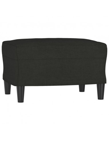 Divano a 3 Posti con Poggiapiedi Nero 180 cm in Tessuto