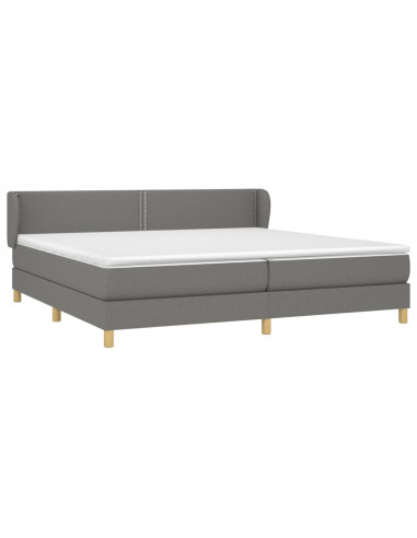 Giroletto a Molle con Materasso Grigio Scuro 200x200 cm Tessuto