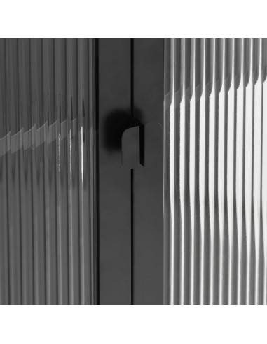 Credenza Nera 85x40x180 cm Vetro e Acciaio