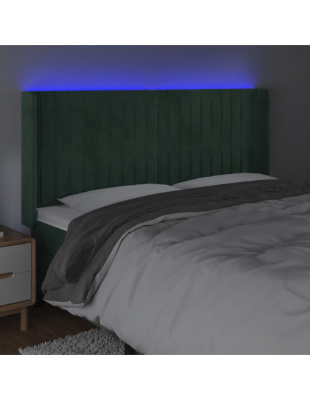 Testiera a LED Verde Scuro 163x16x118/128 cm in Velluto