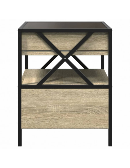 Tavolino da Salotto con LED Infinity Rovere Sonoma 40x40x51 cm