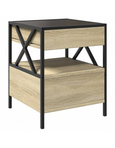 Tavolino da Salotto con LED Infinity Rovere Sonoma 40x40x51 cm