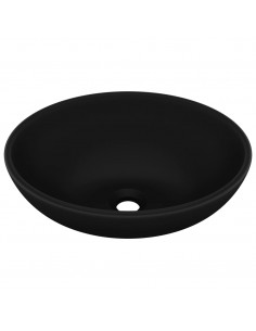 Lavandino Lusso Ovale Nero Opaco 40x33 cm in Ceramica 2