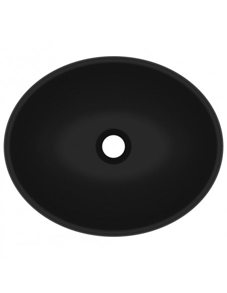 Lavandino Lusso Ovale Nero Opaco 40x33 cm in Ceramica