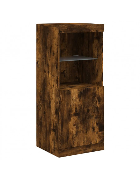 Credenze con Luci LED 3 pz Rovere Fumo in Legno Multistrato