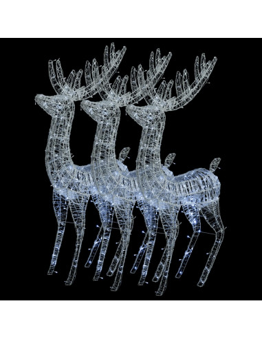 Renne di Natale XXL in Acrilico 250 LED 3pz 180cm Bianco Freddo