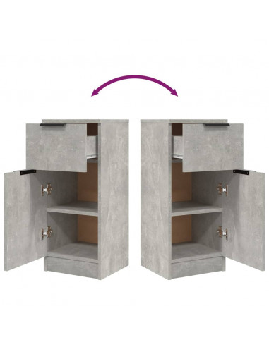 Credenze 2 pz Grigio Cemento 30x30x70 cm in Legno Multistrato