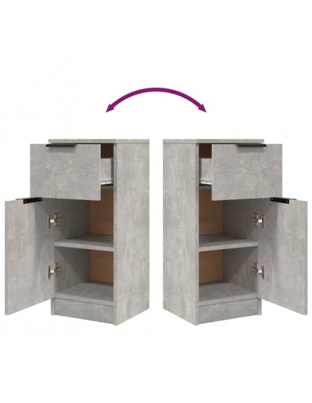 Credenze 2 pz Grigio Cemento 30x30x70 cm in Legno Multistrato