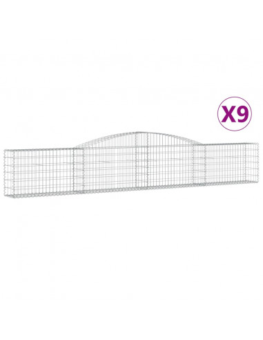 Cesti Gabbioni ad Arco 9 pz 400x30x60/80 cm Ferro Zincato