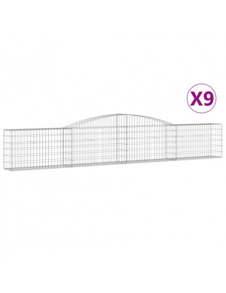 Cesti Gabbioni ad Arco 9 pz 400x30x60/80 cm Ferro Zincato