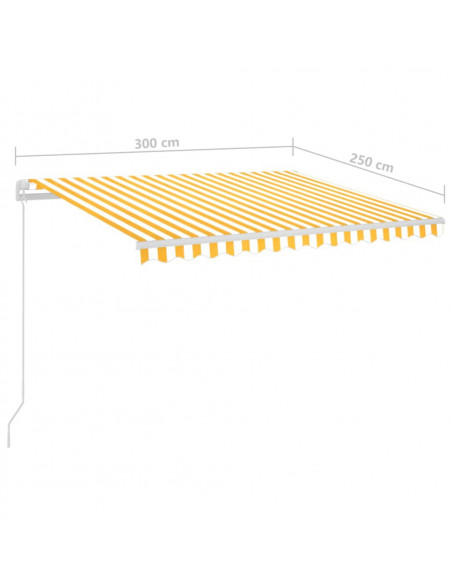 Tenda Automatica Sensore Vento LED 3x2,5 m Gialla Bianca