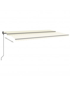 Tenda da Sole Retrattile Automatica con Pali 6x3 m Crema 2