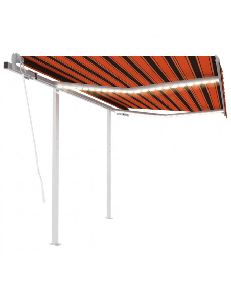 Tenda da Sole con LED Sensore Vento 3x2,5 m Arancione Marrone