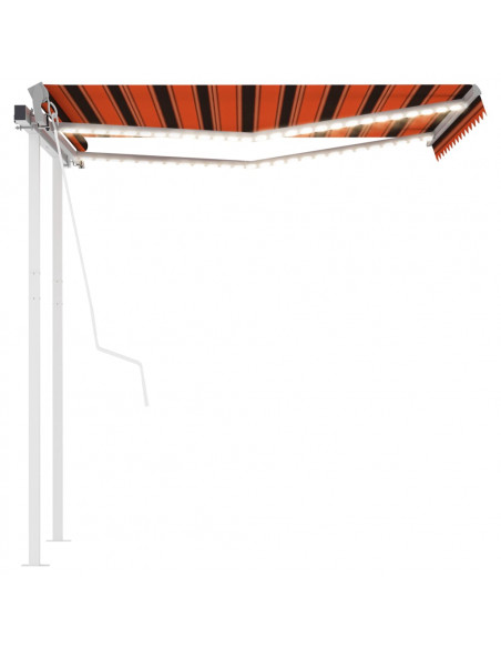 Tenda da Sole con LED Sensore Vento 3x2,5 m Arancione Marrone