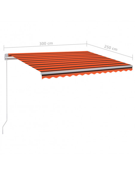 Tenda da Sole con LED Sensore Vento 3x2,5 m Arancione Marrone