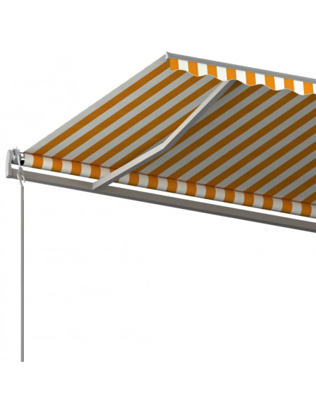 Tenda da Sole Retrattile Automatica e Pali 6x3m Gialla e Bianca