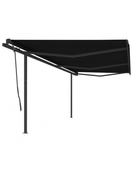 Tenda da Sole Retrattile Manuale con Pali 6x3,5 m Antracite