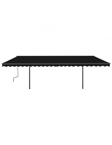 Tenda da Sole Retrattile Manuale con Pali 6x3,5 m Antracite