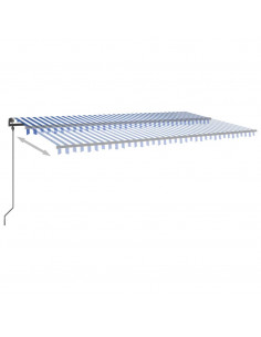 Tenda da Sole Retrattile Automatica con Pali 6x3,5 m Blu Bianca 2