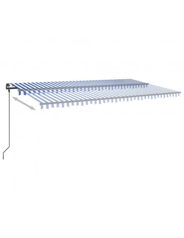 Tenda da Sole Retrattile Automatica con Pali 6x3,5 m Blu Bianca