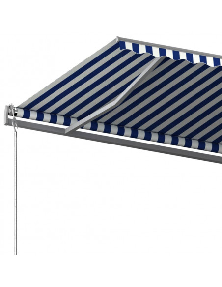 Tenda da Sole Retrattile Automatica con Pali 6x3,5 m Blu Bianca