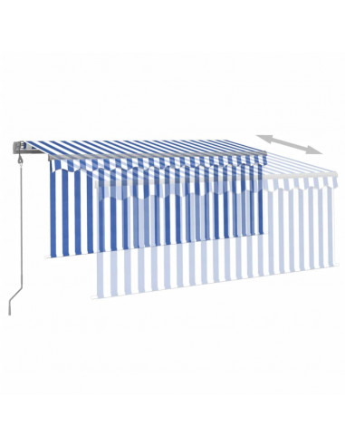 Tenda Sole Retrattile Automatica con Parasole 3x2,5m Blu Bianco