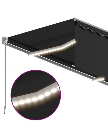 Tenda da Sole Retrattile Manuale con LED 4x3 m Antracite