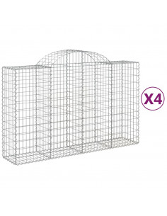 Cesti Gabbioni ad Arco 4 pz 200x50x120/140 cm Ferro Zincato 2
