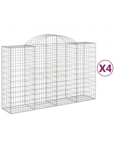 Cesti Gabbioni ad Arco 4 pz 200x50x120/140 cm Ferro Zincato
