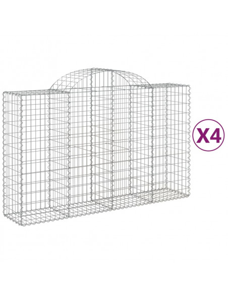 Cesti Gabbioni ad Arco 4 pz 200x50x120/140 cm Ferro Zincato