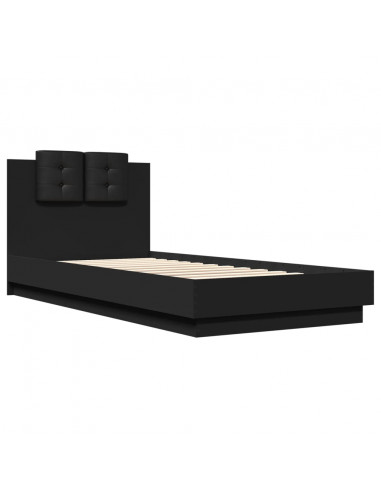 Giroletto con Testiera Nero 90x200 cm in Legno Multistrato