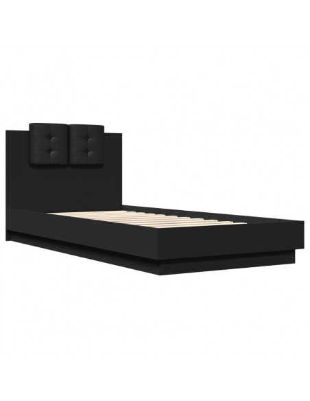 Giroletto con Testiera Nero 90x200 cm in Legno Multistrato