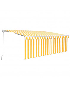 Tenda Sole Retrattile Manuale con Parasole 4x3m Gialla Bianca 2
