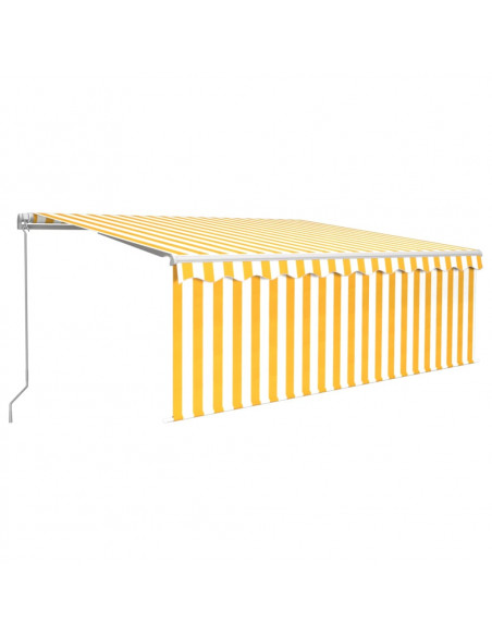 Tenda Sole Retrattile Manuale con Parasole 4x3m Gialla Bianca